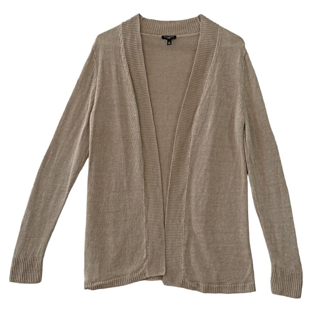 Talbots linen open front cardigan size PS petite small coastal boho